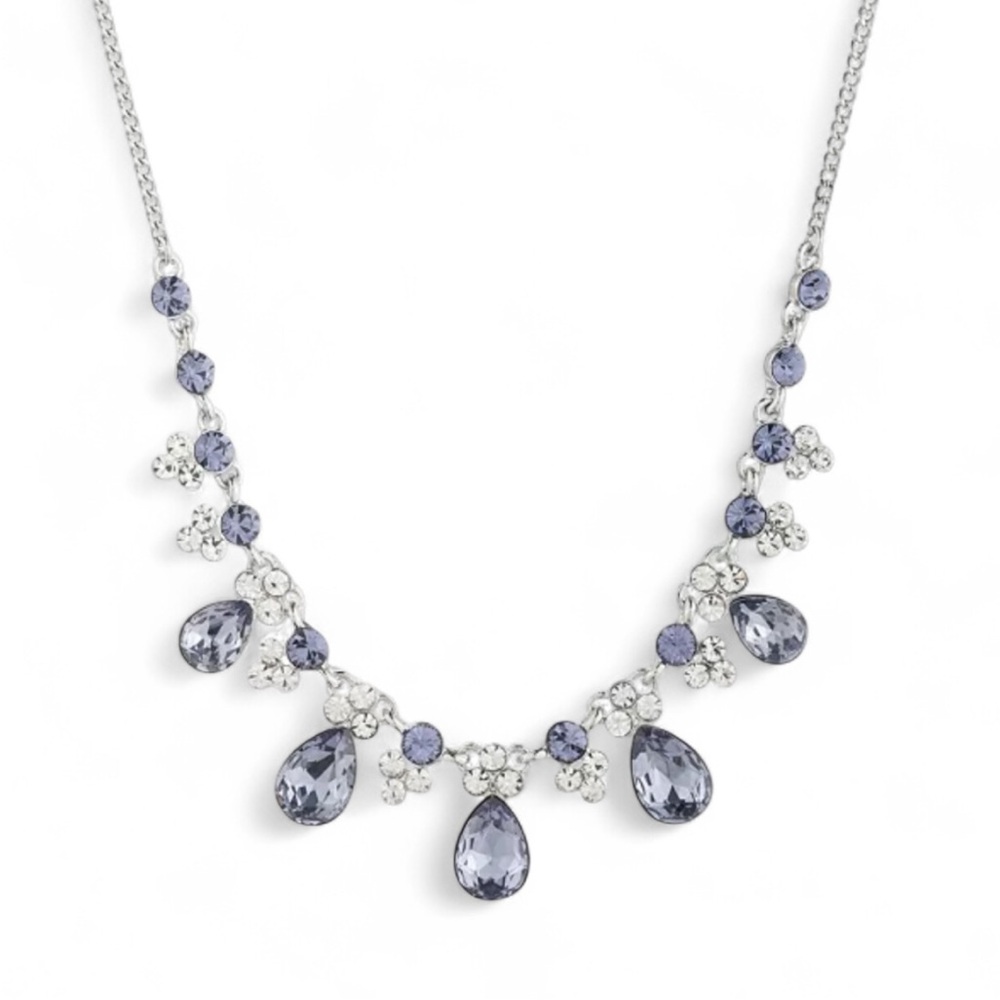 Givenchy Silver-Tone Tanzanite Crystal Frontal Necklace